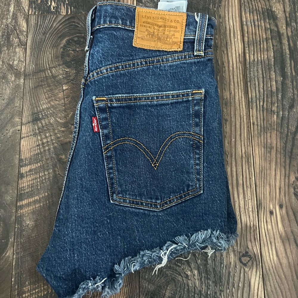 Levi's Dark Blue Denim Shorts - Picture 3 of 8